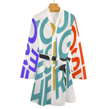 Cargar imagen en el visor de la galería, Camisón de manga larga con estampado cinturón para mujer ASWQ Personalizado con Impresión Completa de múltiples imágenes con Foto Logo Patrón Texto