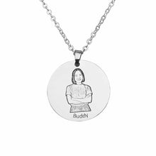 Cargar imagen en el visor de la galería, Collar Redondo Conmemorativo de Foto de Acero Titanio para Mujer Hombre Parejas SS1401109 Grabado Personalizado con Imagen Foto