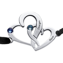 Cargar imagen en el visor de la galería, Pulsera de Cordón con Corazones de Plata 925 / Cobre Chapado en oro 18k S0030 Personalizada Grabada con Texto Nombre