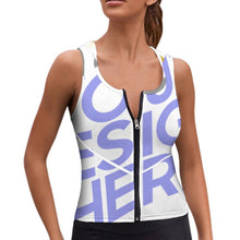 Cargar imagen en el visor de la galería, Sujetador Deportivo / Chaleco Deportivo con Capucha Cremallera para Mujer B772 Personalizado Impresion Completa de Múltiples Imágenes con Foto Logo Patrón Texto