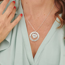 Cargar imagen en el visor de la galería, Collar con corazón anillo longitud ajustable en plata de ley 925 chapado de oro rosa de 18K para mujer madre X0052 Personalizado con texto nombre
