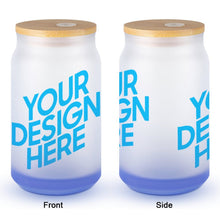 Cargar imagen en el visor de la galería, Vaso de Vidrio Esmerilado Vaso para Beber Vaso de Cerveza con Tapa de Madera para té, hielo, soda, café JJ0520152 Personalizado con impresión completa de una imagen con Foto Logo Patrón Texto