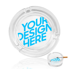 Cargar imagen en el visor de la galería, Cenicero Transparente de Vidrio con Impresión UV de Diseño Personalizado con Tu Texto o Imagen