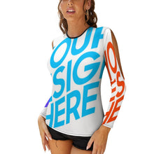 Cargar imagen en el visor de la galería, Blusa Camisa de manga larga con hombros descubiertos Sexy de mujer NZ150 Personalizada con impresión completa de múltiples imágenes con Foto Logo Patrón Texto