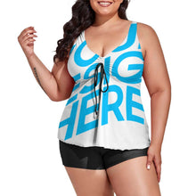 Cargar imagen en el visor de la galería, Tankini / Traje de Baño Talla Grande de Dos Piezas de Moda para Mujer QZ6065 Personalizado con Impresión Completa de una imagen con Foto Logo Patrón Texto
