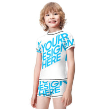 Cargar imagen en el visor de la galería, Bañador de Manga Corta con Pantalones Cortos para Niños BT002 Personalizado con Foto Logo Patrón Texto (Impresión Completa de una sola imagen)