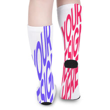Cargar imagen en el visor de la galería, Calcetines largos de mujer / hombre (punteras y tacones negros) personalizado con patrón foto texto (impresión de imágenes múltiples)