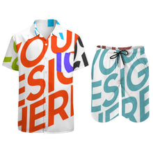 Cargar imagen en el visor de la galería, Conjunto de Traje de baño camisa corta bañador corto de moda para hombre con estampado FS0823061 Personalizado con Impresión Completa de múltiples imágenes con Foto Logo Patrón Texto