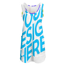 Cargar imagen en el visor de la galería, Vestido sin mangas con cuello en U de dos piezas falsas QQ Personalizado con Impresión Completa de múltiples imágenes con Foto Logo Patrón Texto