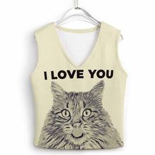 Cargar imagen en el visor de la galería, Chaleco de Punto Suéter Jersey sin Mangas cuello profundo V de Moda para mujer MY05 Personalizado con Impresión Completa de una imagen con Foto Logo Patrón Texto