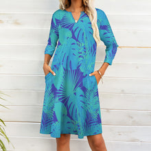 Cargar imagen en el visor de la galería, Vestido Casual de Manga 3/4 con Cuello de Pico y Bolsillo para Mujer BNQ Personalizado Impresion Completa de Una Imagen con Foto Logo Patrón Texto