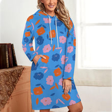 Cargar imagen en el visor de la galería, Vestido de Moda Manga Larga con Capucha / Sudadera Larga Suelta con Bolsillo para Mujer SDS003 Personalizado Impresion Completa de Una Imagen con Foto Logo Patrón Texto