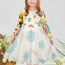 Cargar imagen en el visor de la galería, Vestido de Manga Larga con Volante Cuello Redondo para Otoño Invierno para Niña Chica CRQ Personalizado Impresion Completa de Múltiples Imágenes con Foto Logo Patrón Texto