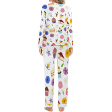Cargar imagen en el visor de la galería, Traje de Pijama Suave de Dos Piezas Casual Manga Larga para Mujer BTZ Personalizado con Impresión Completa de dos imágenes con Foto Logo Patrón Texto