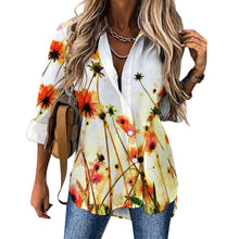 Cargar imagen en el visor de la galería, Blusa / Camisa Informal Manga Larga Botones Dobladillo Irregular Corte Suelto para Mujer AY008 Personalizada con Impresión Completa de una imagen con Foto Logo Patrón Texto