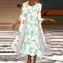 Cargar imagen en el visor de la galería, Traje de de Vestido sin Mangas y Cárdigan Largo Casual Elegante de Moda para Mujer STZ Personalizado Impresion Completa de Múltiples Imágenes con Foto Logo Patrón Texto