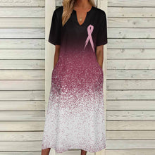 Cargar imagen en el visor de la galería, Vestido Largo Elegante de Manga Corta con Cuello en V y Bolsillo para Mujer BYQ Personalizado con Impresión Completa de Múltiples Imágenes con Foto Texto Patrón