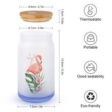 Cargar imagen en el visor de la galería, Vaso de Vidrio Esmerilado Vaso para Beber Vaso de Cerveza con Tapa de Madera para té, hielo, soda, café JJ0520152 Personalizado con impresión completa de una imagen con Foto Logo Patrón Texto