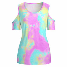 Cargar imagen en el visor de la galería, Camiseta de Manga Corta con Cuello en U Hombros Descubiertos para mujer ACT Personalizada con Impresión Completa de una imagen con Foto Logo Patrón Texto