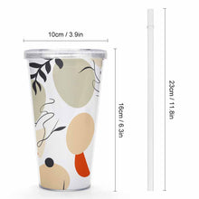 Cargar imagen en el visor de la galería, Copa de paja de plástico de doble capa con tapa y pijita JJ0520062 Personalizada con Foto Logo Patrón Texto