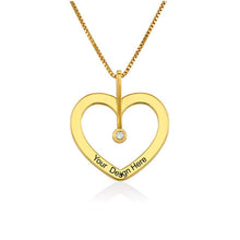 Cargar imagen en el visor de la galería, Collar Amor de Corazón con Diamante de Plata 925 / Cobre en Baño de Oro Rosa para Mujer Hombre X0068 Grabado Personalizado con Texto Nombre