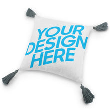 Cargar imagen en el visor de la galería, Almohada de Algodón-Lino con Borla de Diseño Personalizado con Tus Imágenes o Fotos