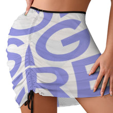 Cargar imagen en el visor de la galería, Falda corta cubierta de playa verano con cordones y nudos para mujer TX50 Personalizado con Impresión Completa con Foto Logo Patrón Texto