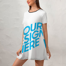 Cargar imagen en el visor de la galería, Vestido Holgado de Manga Corta Casual para Mujer NZ011 Personalizado con Impresión Completa con Foto Logo Patrón Texto