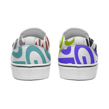 Cargar imagen en el visor de la galería, Zapatos de Lienzo sin Cordones Diseño Asimétrico para Mujer Hombre FS0811012 Personalizados con Impresión Completa con Foto Logo Patrón Texto