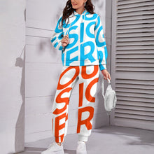 Cargar imagen en el visor de la galería, Conjunto de sudadera con capucha casual para mujer 4T03 Personalizado con Impresión Completa de una imagen con Foto Logo Patrón Texto