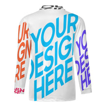 Cargar imagen en el visor de la galería, Camiseta polo manga larga hombre RL con cremallera con cuello de punto personalizado con foto patrón texto (impresión de imágenes múltiples)