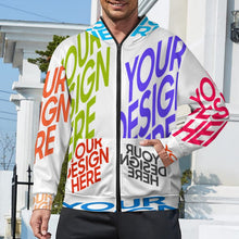 Cargar imagen en el visor de la galería, Sudadera con capucha y cremallera de manga larga para hombre WY14 personalizado con patrón foto texto (impresión de imágenes múltiples)