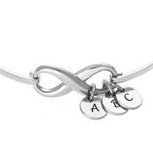 Cargar imagen en el visor de la galería, Brazalete / Pulsera de Infinito con Discos en Plata 925 / Cobre para Mujer Hombre S0043 Grabado Personalizado con Texto Nombre