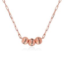 Cargar imagen en el visor de la galería, Collar con bolas longitud ajustable en plata de ley 925 chapado de oro rosa de 18K para mujer hombre X0047 Personalizado con texto nombre