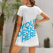 Cargar imagen en el visor de la galería, Vestido Holgado de Manga Corta Casual para Mujer NZ011 Personalizado con Impresión Completa con Foto Logo Patrón Texto