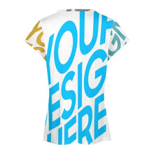 Cargar imagen en el visor de la galería, Camiseta manga corta cuello en V de moda para mujer AHT Personalizada con Impresión Completa de múltiples imágenes con Foto Logo Patrón Texto