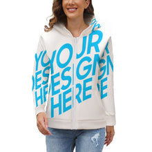 Cargar imagen en el visor de la galería, Sudadera con Capucha de Felpa con Cremallera Chaqueta Gruesa Manga Larga con Forro Polar para mujer BH1 Personalizada con Impresión Completa de una imagen con Foto Logo Patrón Texto