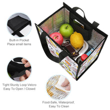 Cargar imagen en el visor de la galería, XB0602007 Bolsa o paquete de almuerzo de poliéster plegable, bolsa más fresca, bolsa aislada, bolsa térmica con asa, mantiene los alimentos calientes o fríos por más tiempo, para adultos y niños Personalizado con Foto o Mensajes de Texto