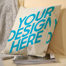 Cargar imagen en el visor de la galería, Funda de Cojín de Linaza con Impresión a Doble Cara de Diseño Personalizado con Tu Nombre o Imagen