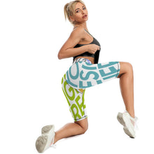 Cargar imagen en el visor de la galería, Leggings Cortos de Yoga Mallas de Cintura Alta de Ejercicio Fitness Pilate Deporte para mujer Y09B Personalizados con Impresión Completa de múltiples imágenes con Foto Logo Patrón Texto