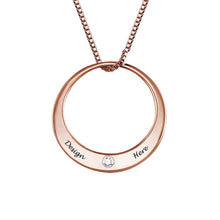 Cargar imagen en el visor de la galería, Collar de Anillo con Diamante X0015 Grabado Personalizado con Texto Nombre en Plata de Ley 925 / Cobre
