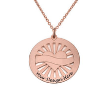 Cargar imagen en el visor de la galería, Collar Grabado de Colgante Redondo Corazón para Mujer X0082 Personalizado con Texto Nombre en Plata de Ley 925 / Cobre Bañado Oro Rosa
