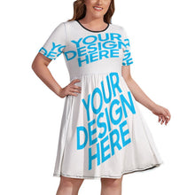 Cargar imagen en el visor de la galería, Vestido de Talla Grande Manga Corta Cintura Elástica para Mujer NZ034 Personalizado con Impresión Completa con Foto Logo Patrón Texto
