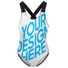 Cargar imagen en el visor de la galería, Bañador de Una Pieza con Estampado de Concha Correas Cruzadas para Niñas NT018 Personalizado con Foto Logo Patrón Texto