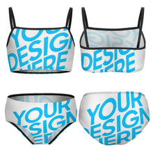 Cargar imagen en el visor de la galería, Traje de baño / Bañador de dos piezas de natación para niñas NT009 Personalizado con Impresión Completa con Foto Logo Patrón Texto