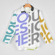 Cargar imagen en el visor de la galería, Camisa / Blusa Casual Básica Manga Larga Cuello en V Dobladillo Irregular Oficina para Mujer AY008 Personalizada con Impresión Completa de múltiples imágenes con Foto Logo Patrón Texto