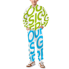 Cargar imagen en el visor de la galería, Conjunto de sudadera de 2 piezas A5TZ para niños y niñas con sudadera con capucha y pantalones deportivos personalizado con patrón foto texto