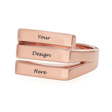 Cargar imagen en el visor de la galería, Anillos triples de plata de ley 925 para mujer J0013 Personalizado Grabado con texto nombre letras