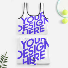 Cargar imagen en el visor de la galería, Conjunto de chándal de yoga para mujer de 2 piezas con crop top y shorts YJ052 personalizado con patrón foto texto (impresión de imagen única)