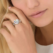 Cargar imagen en el visor de la galería, Anillos Vintage J0009 Personalizado para mujer con Cristales de Zirconia Plata de Ley 925 chapada en Oro grabado con txeto nombre letras